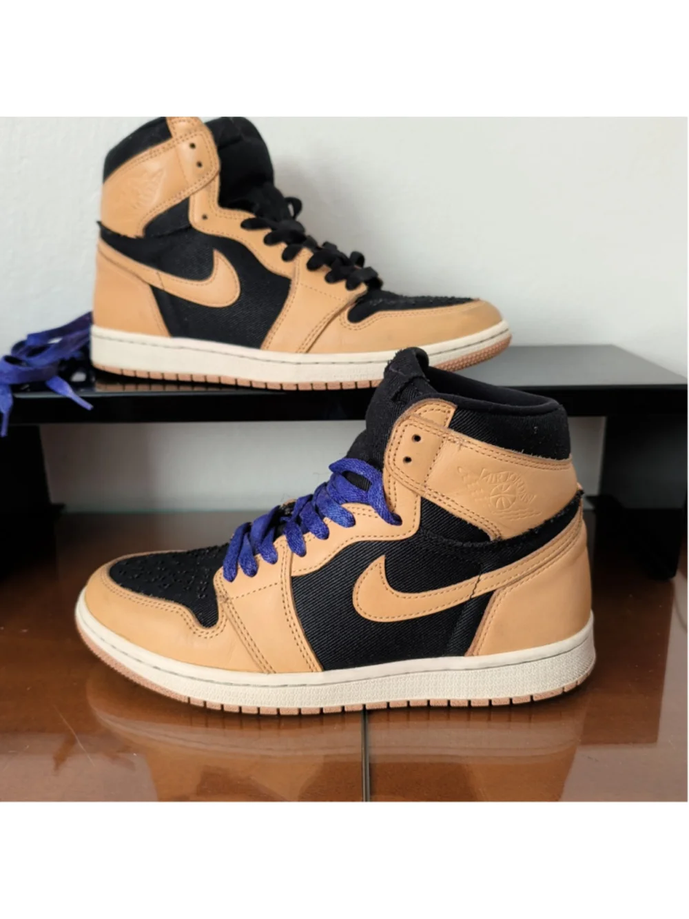 Jordan 1 Retro High OG Heirloom Vachetta Tan Black Denim